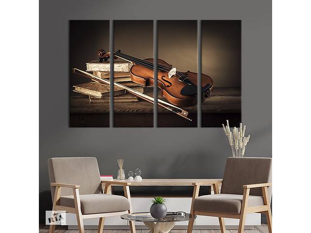 Модульная картина из 4 частей на холсте KIL Art Винтажная скрипка 209x133 см (508-41)