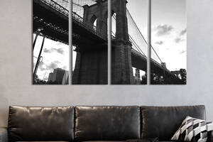 Модульная картина из 4 частей на холсте KIL Art Взгляд на Бруклинский мост 89x53 см (379-41)