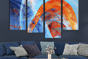 Модульная картина из 4 частей на холсте KIL Art Яркая сине-оранжевая абстракция 129x90 см (56-42)