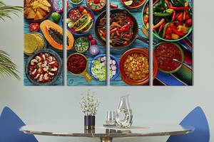 Модульная картина из 4 частей на холсте KIL Art Яркие мексиканские блюда 209x133 см (295-41)