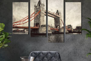Модульная картина из 4 частей на холсте KIL Art Исторический Тауэрский мост в Лондоне 149x106 см (335-42)