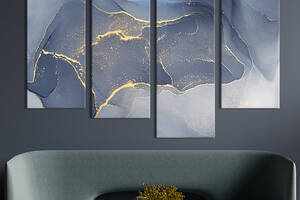 Модульная картина из 4 частей на холсте KIL Art Изумительный лазурный мрамор 129x90 см (47-42)