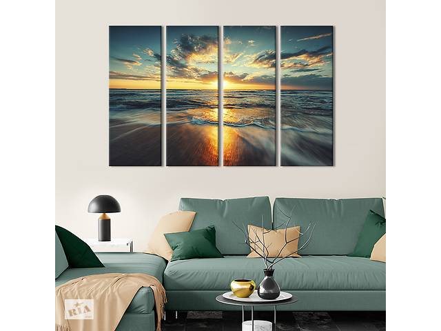 Модульная картина из 4 частей на холсте KIL Art Закат над морским пейзажем 209x133 см (442-41)