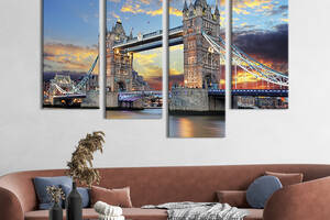 Модульная картина из 4 частей на холсте KIL Art Жемчужина Лондона Тауэрский мост 129x90 см (341-42)