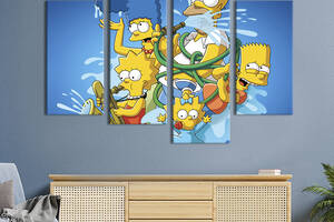 Модульная картина из 4 частей на холсте KIL Art Жизнерадостная семейка Симпсонов 129x90 см (742-42)