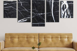 Модульная картина из 5 частей на холсте KIL Art Абстрактный чёрный лёд 162x80 см (17-52)