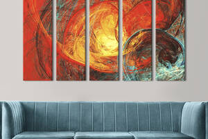 Модульная картина из 5 частей на холсте KIL Art Абстракция ядро солнца 87x50 см (19-51)