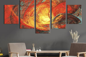 Модульная картина из 5 частей на холсте KIL Art Абстракция горячее солнце 162x80 см (19-52)