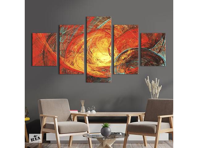 Модульная картина из 5 частей на холсте KIL Art Абстракция горячее солнце 112x54 см (19-52)