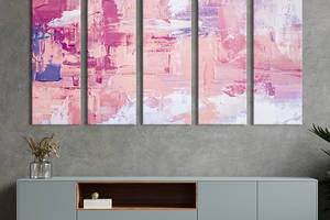Модульная картина из 5 частей на холсте KIL Art Абстрактный розовый холст 155x95 см (21-51)