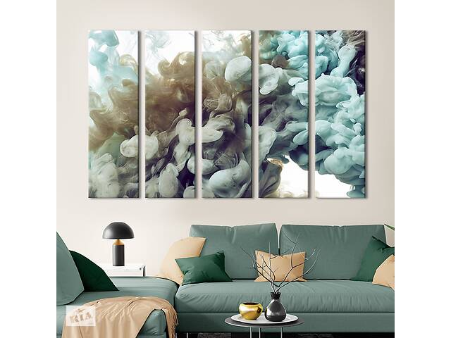 Модульная картина из 5 частей на холсте KIL Art Абстракция облако краски в воде 155x95 см (24-51)