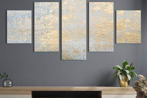 Модульная картина из 5 частей на холсте KIL Art Абстракция золотой блеск 162x80 см (28-52)