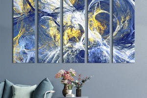 Модульная картина из 5 частей на холсте KIL Art Абстракция синий хаос 155x95 см (38-51)