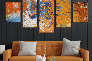 Модульная картина из 5 частей на холсте KIL Art Абстракция гамма красок 162x80 см (4-52)