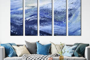 Модульная картина из 5 частей на холсте KIL Art Абстрактное синее море 132x80 см (10-51)