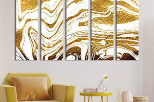 Модульная картина из 5 частей на холсте KIL Art Абстрактные золотой блестящий песок 132x80 см (48-51)