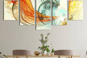 Модульная картина из 5 частей на холсте KIL Art Абстрактные цветные вихри 112x54 см (50-52)