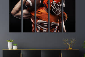 Модульная картина из 5 частей на холсте KIL Art Американский футболист в оранжевой форме 87x50 см (488-51)