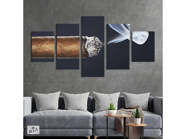 Модульная картина из 5 частей на холсте KIL Art Ароматный дым кубинской сигары 162x80 см (301-52)
