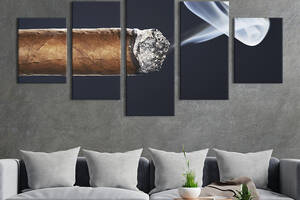 Модульная картина из 5 частей на холсте KIL Art Ароматный дым кубинской сигары 112x54 см (301-52)