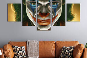 Модульная картина из 5 частей на холсте KIL Art Артур Флек в гриме Джокера 162x80 см (720-52)