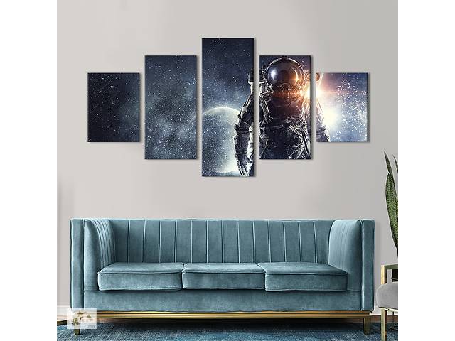 Модульная картина из 5 частей на холсте KIL Art Астронавт на фоне космоса 112x54 см (516-52)