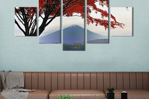 Модульная картина из 5 частей на холсте KIL Art Азиатский пейзаж 187x94 см (558-52)