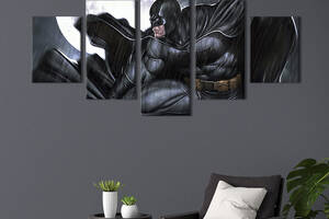 Модульная картина из 5 частей на холсте KIL Art Бэтмен - символ DC 112x54 см (689-52)