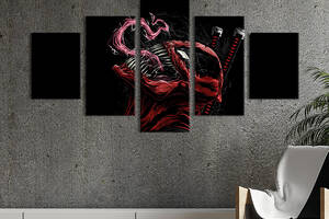 Модульная картина из 5 частей на холсте KIL Art Безумный симбиот Дэдпул 162x80 см (701-52)