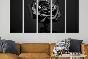 Модульная картина из 5 частей на холсте KIL Art Блестящая чёрная роза 132x80 см (252-51)
