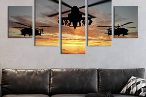 Модульная картина из 5 частей на холсте KIL Art Боевые вертолеты 187x94 см (91-52)