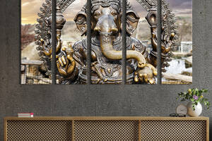 Модульная картина из 5 частей на холсте KIL Art Бронзовая статуя индийского божества 132x80 см (77-51)