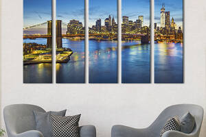 Модульная картина из 5 частей на холсте KIL Art Бруклинский мост над проливом Ист-Ривер 87x50 см (333-51)
