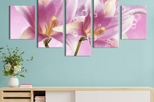 Модульная картина из 5 частей на холсте KIL Art Букет красивых лилий 187x94 см (234-52)