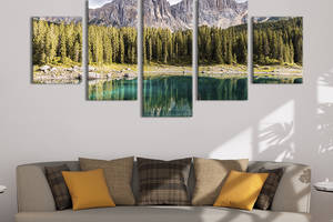 Модульная картина из 5 частей на холсте KIL Art Бирювое горное озеро 112x54 см (645-52)
