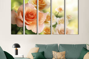 Модульная картина из 5 частей на холсте KIL Art Чарующая красота роз 132x80 см (225-51)