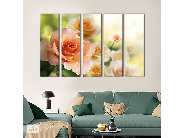 Модульная картина из 5 частей на холсте KIL Art Чарующая красота роз 155x95 см (225-51)