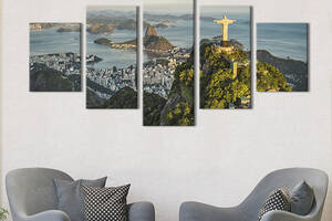 Модульная картина из 5 частей на холсте KIL Art Чарующий вид на Рио-де-Жанейро в Бразилии 162x80 см (368-52)