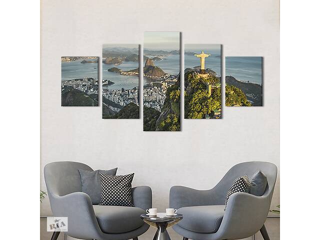 Модульная картина из 5 частей на холсте KIL Art Чарующий вид на Рио-де-Жанейро в Бразилии 112x54 см (368-52)