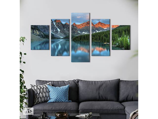 Модульная картина из 5 частей на холсте KIL Art Чарующие горы парка Банф 112x54 см (565-52)