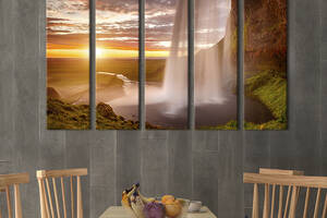 Модульная картина из 5 частей на холсте KIL Art Чарующий вид на водопад 132x80 см (575-51)