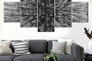 Модульная картина из 5 частей на холсте KIL Art Чернобелый мегаполис 162x80 см (MK53601)