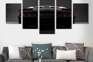 Модульная картина из 5 частей на холсте KIL Art Чёрный Lamborghini 112x54 см (106-52)