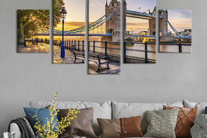 Модульная картина из 5 частей на холсте KIL Art Чудесный Тауэрский мост в Лондоне 112x54 см (403-52)