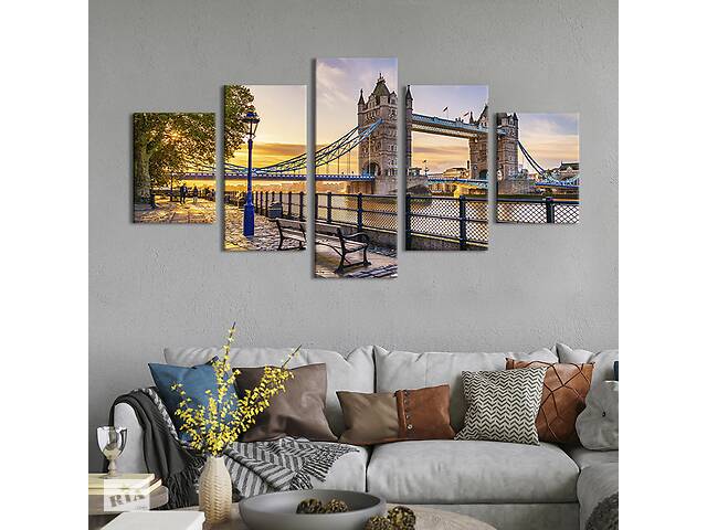 Модульная картина из 5 частей на холсте KIL Art Чудесный Тауэрский мост в Лондоне 187x94 см (403-52)