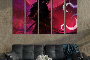 Модульная картина из 5 частей на холсте KIL Art Демонический Кокушибо из аниме 155x95 см (703-51)