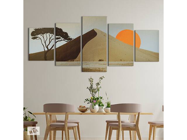 Модульная картина из 5 частей на холсте KIL Art Дерево пустыни на закате 187x94 см (MK53600)