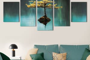 Модульная картина из 5 частей на холсте KIL Art Дерево в воде 162x80 см (MK53611)
