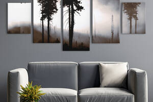 Модульная картина из 5 частей на холсте KIL Art Деревья в тумане 112x54 см (MK53604)