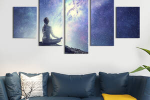 Модульная картина из 5 частей на холсте KIL Art Девушка и Вселенная 162x80 см (518-52)